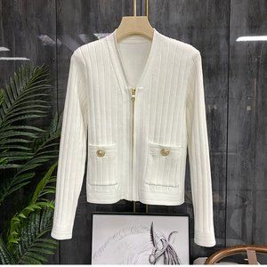 Zipper knit jacket for women